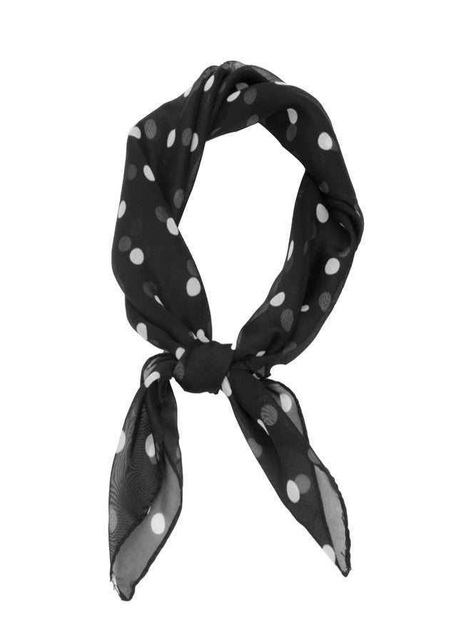 VIGUEUR Polka Dot Scarf 50S - Black and White Chiffon Hair Tie, Vintage Neckerchief for Women - Image 1
